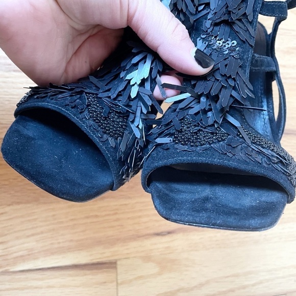 Donald Pliner Willow Beaded Square Toe Heels Sandals - Picture 5 of 10